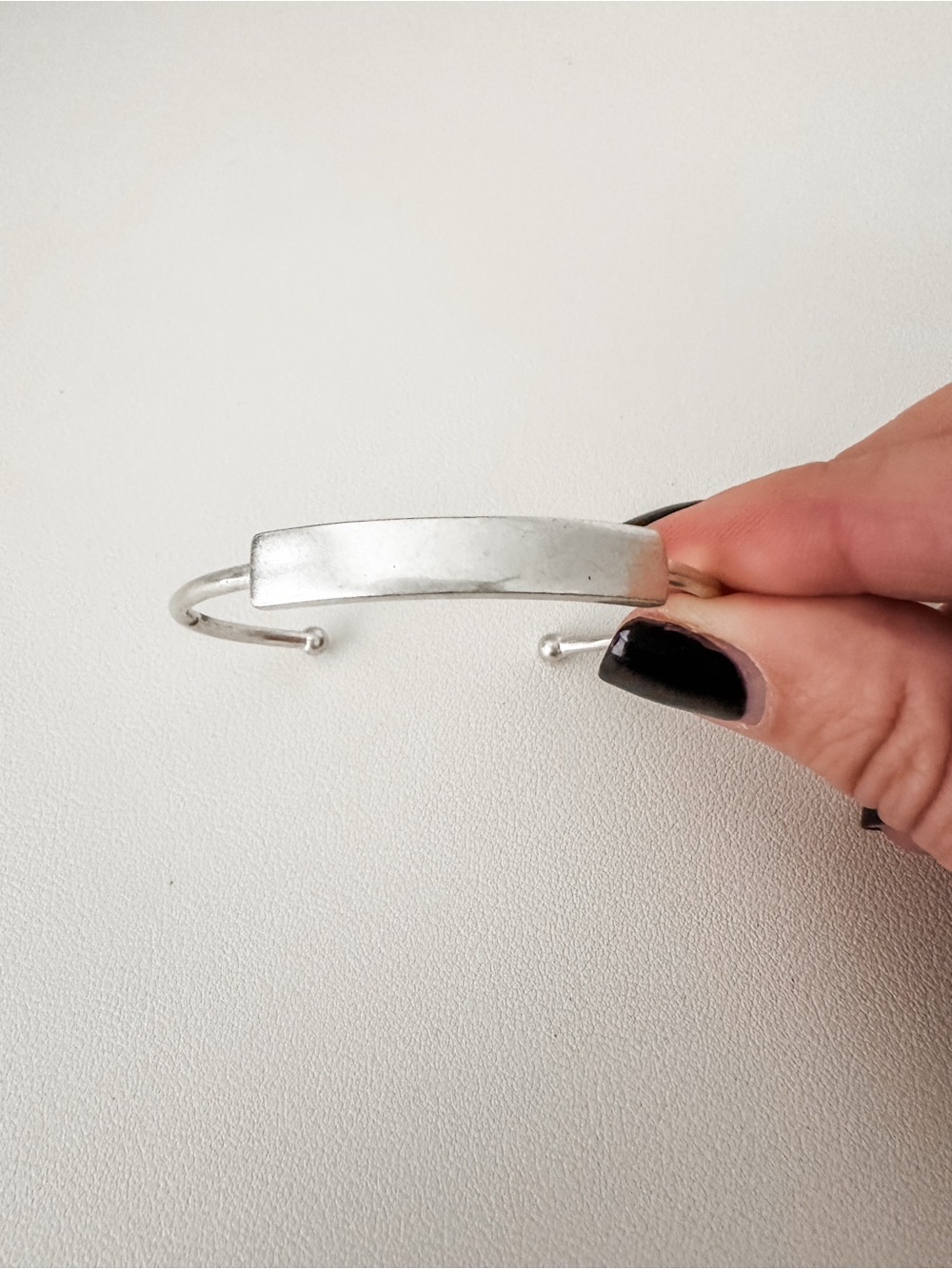 Silver-Tone Cuff Bracelet with Polished Plate